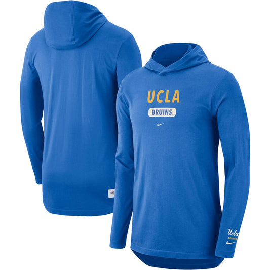 Men's Nike Blue UCLA Bruins Team Stack Tri-Blend Performance Long Sleeve Hoodie T-Shirt