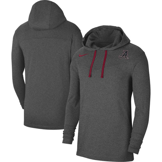 Men's Nike Heathered Charcoal Alabama Crimson Tide Off-Field Performance Long Sleeve Hoodie T-Shirt