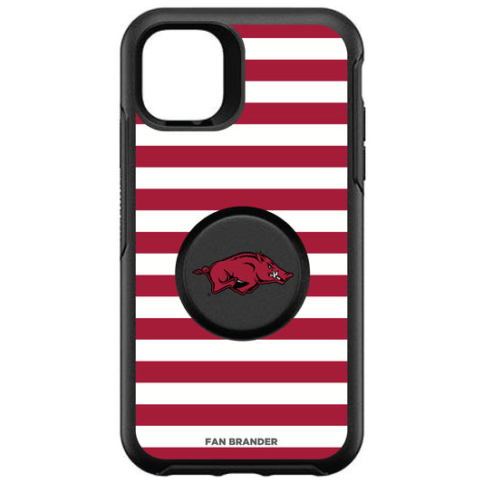 OtterBox x PopSockets Arkansas Razorbacks Otter + Pop Striped Symmetry iPhone Case