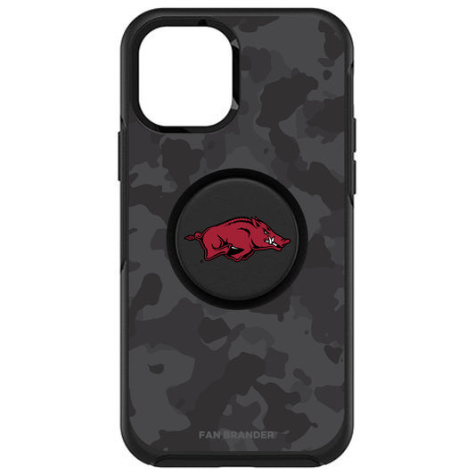 OtterBox x PopSockets Arkansas Razorbacks Otter + Pop Urban Camo Design Symmetry iPhone Case