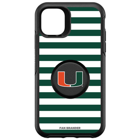 OtterBox x PopSockets Miami Hurricanes Otter + Pop Striped Symmetry iPhone Case