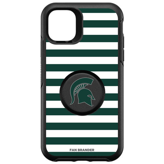 OtterBox x PopSockets Michigan State Spartans Otter + Pop Striped Symmetry iPhone Case