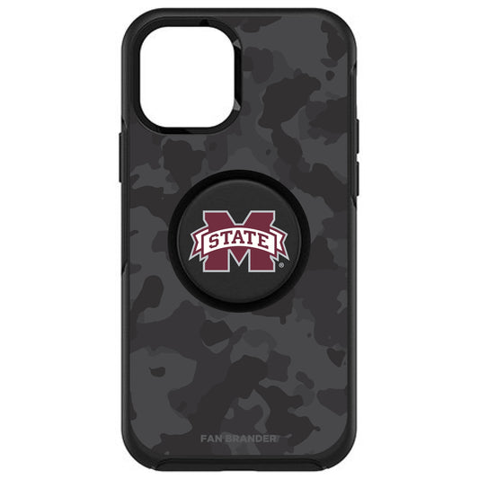 OtterBox x PopSockets Mississippi State Bulldogs Otter + Pop Urban Camo Design Symmetry iPhone Case