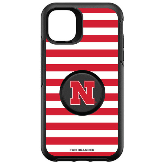 OtterBox x PopSockets Nebraska Huskers Otter + Pop Striped Symmetry iPhone Case