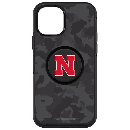 OtterBox x PopSockets Nebraska Huskers Otter + Pop Urban Camo Design Symmetry iPhone Case