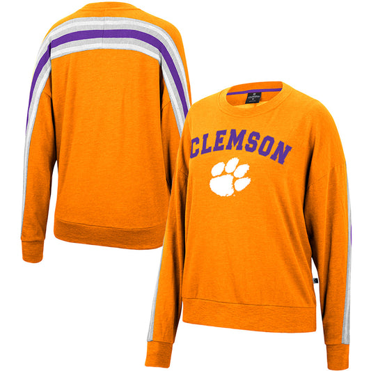 Women's Colosseum Heathered Orange Clemson Tigers Team Oversized Pullover Sweatshirt