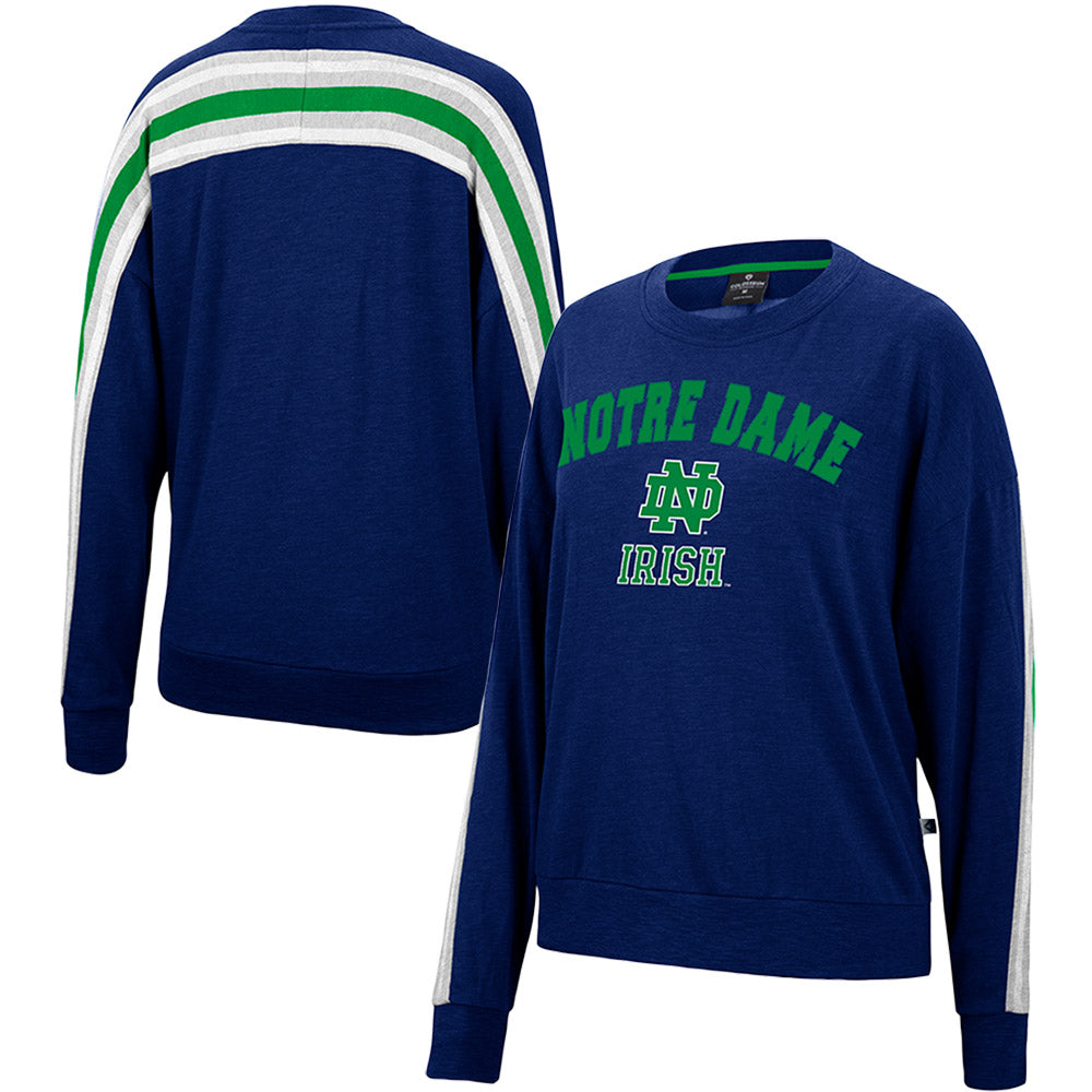 Women's Colosseum Heathered Navy Notre Dame Fighting Irish Team Oversized Pullover Sweatshirt