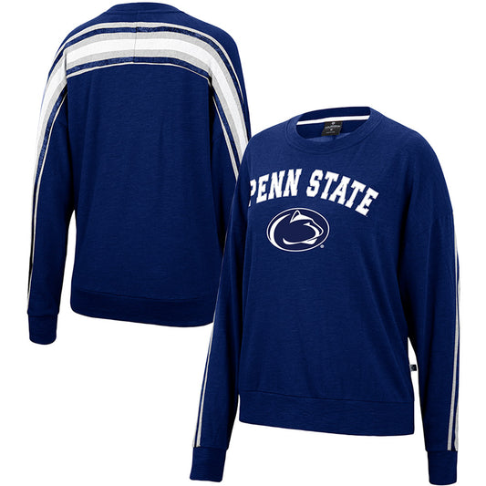 Women's Colosseum Heathered Navy Penn State Nittany Lions Team Oversized Pullover Sweatshirt