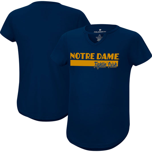 Girls Youth Colosseum Navy Notre Dame Fighting Irish Dolores Keyhole T-Shirt