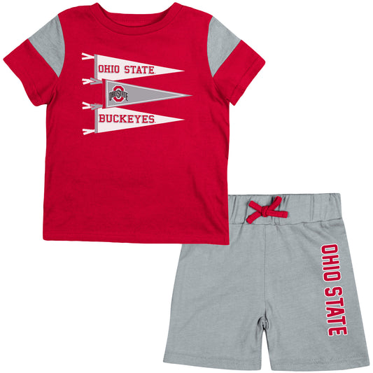 Newborn & Infant Colosseum Scarlet/Gray Ohio State Buckeyes Baby Herman T-Shirt & Shorts Set