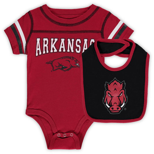 Newborn & Infant Colosseum Cardinal Arkansas Razorbacks Chocolate Bodysuit & Bib Set
