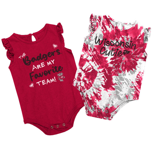 Girls Newborn & Infant Colosseum Red Wisconsin Badgers Two Bits Two-Pack Bodysuit Set