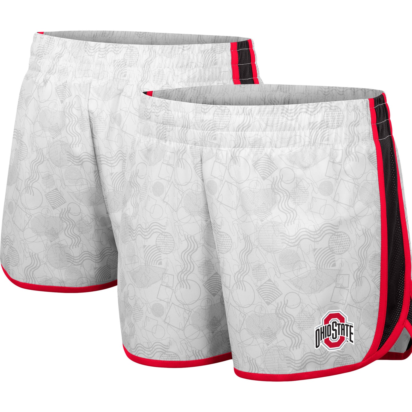 Women's Colosseum White Ohio State Buckeyes The Plastics Geo Print Shorts