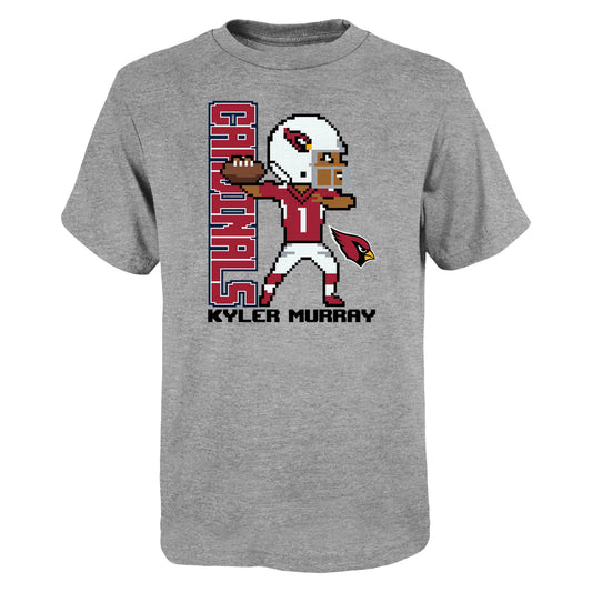 Youth Kyler Murray Heathered Gray Arizona Cardinals Pixel Player 2.0 T-Shirt