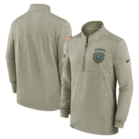 Men's Nike Olive Indianapolis Colts Salute to Service Quarter-Zip Top