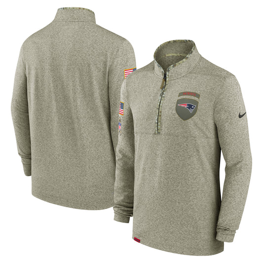 Men's Nike Olive New England Patriots Salute to Service Quarter-Zip Top