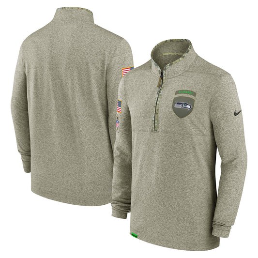 Men's Nike Olive Seattle Seahawks Salute to Service Quarter-Zip Top