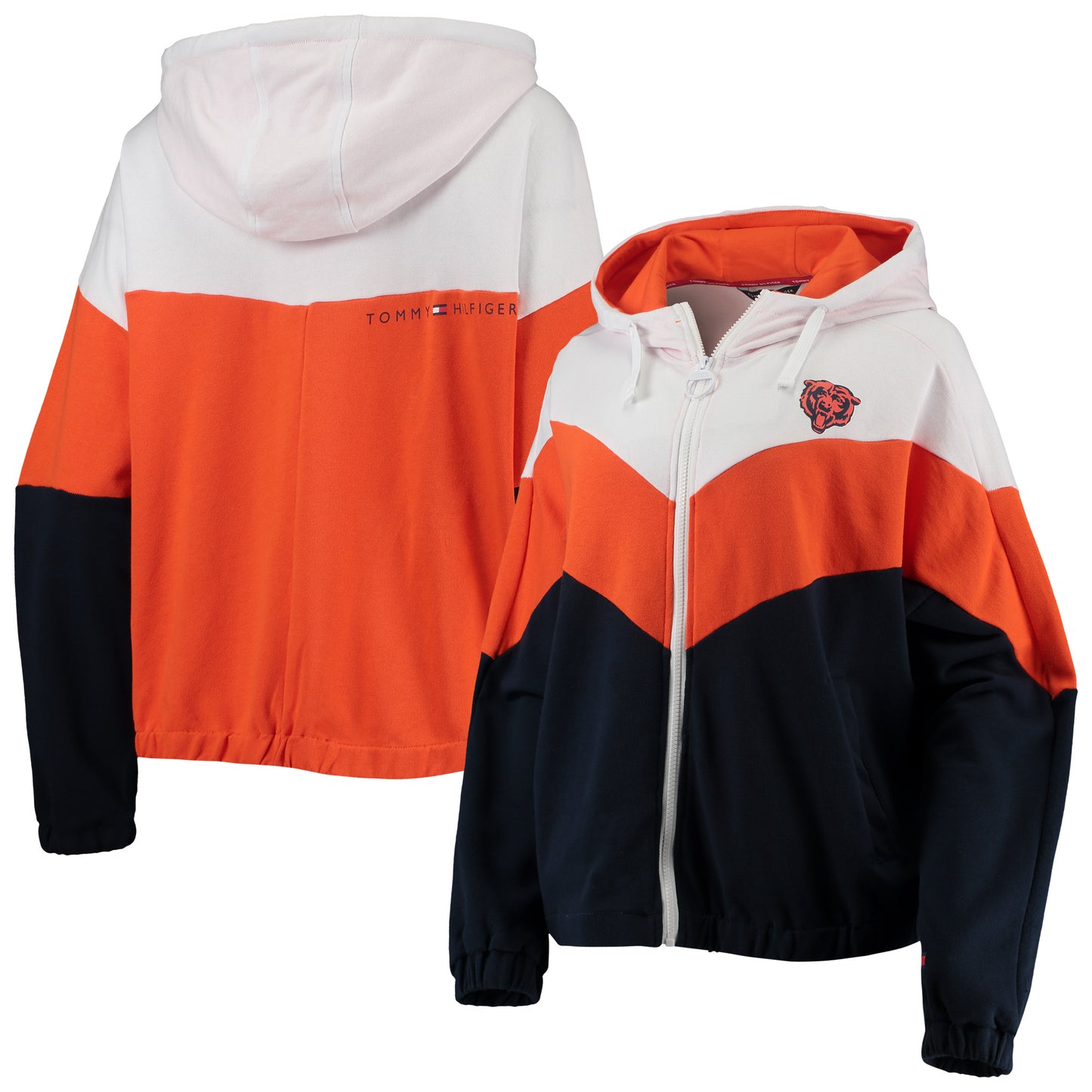Women's Tommy Hilfiger Navy/Orange Chicago Bears Abrena Full-Zip Hoodie