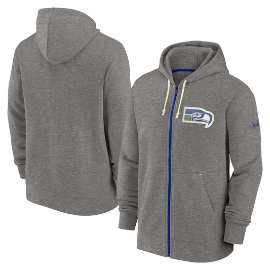 Men's Nike Heather Charcoal Seattle Seahawks Historic Lifestyle Full-Zip Hoodie