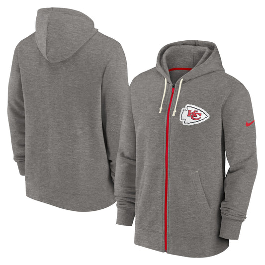 Men's Nike Heather Charcoal Kansas City Chiefs Historic Lifestyle Full-Zip Hoodie