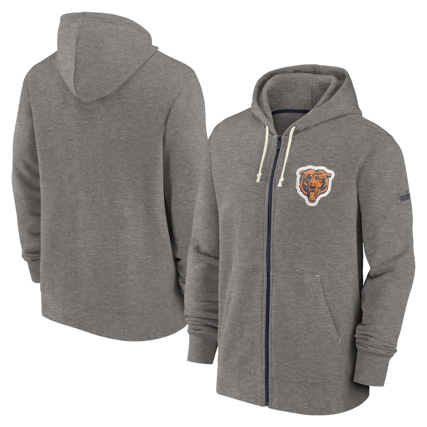 Men's Nike Heather Charcoal Chicago Bears Historic Lifestyle Full-Zip Hoodie