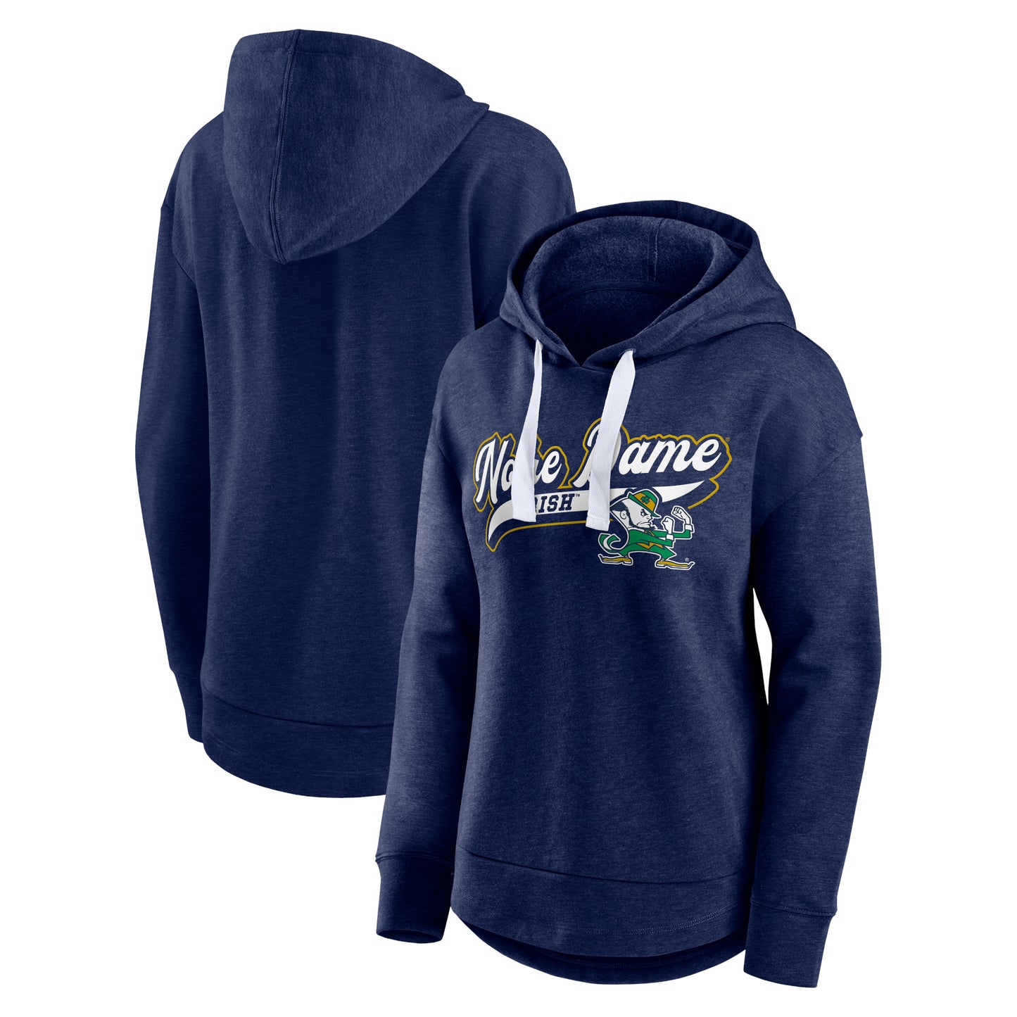 Women's Fanatics Heather Navy Notre Dame Fighting Irish Tailsweep Pullover Hoodie