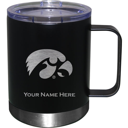 Black Iowa Hawkeyes 12oz. Personalized Stainless Steel Lowball with Handle