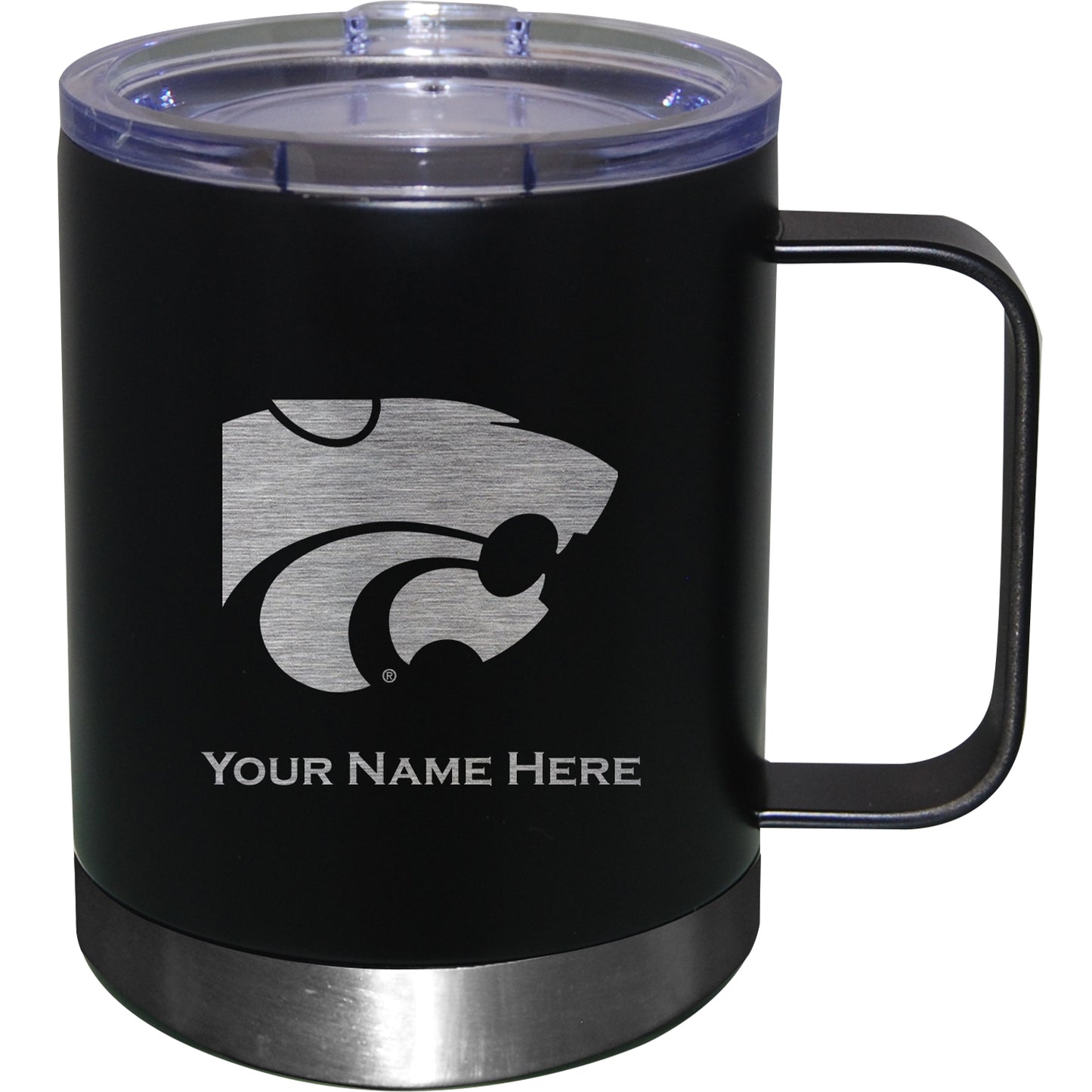 Black Kansas State Wildcats 12oz. Personalized Stainless Steel Lowball with Handle