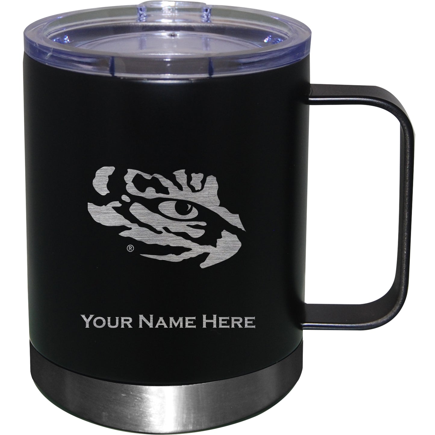 Black LSU Tigers 12oz. Personalized Stainless Steel Lowball with Handle