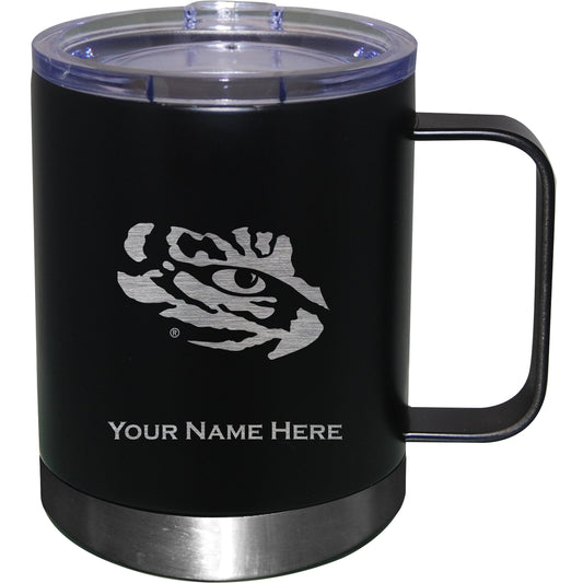 Black LSU Tigers 12oz. Personalized Stainless Steel Lowball with Handle
