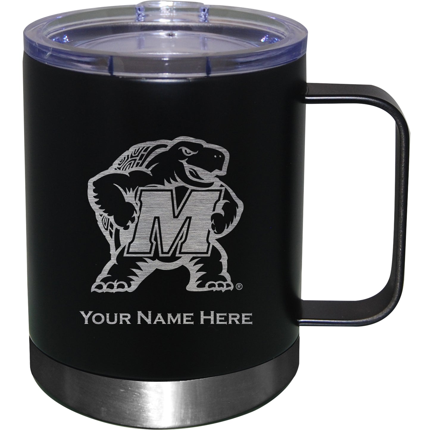Black Maryland Terrapins 12oz. Personalized Stainless Steel Lowball with Handle