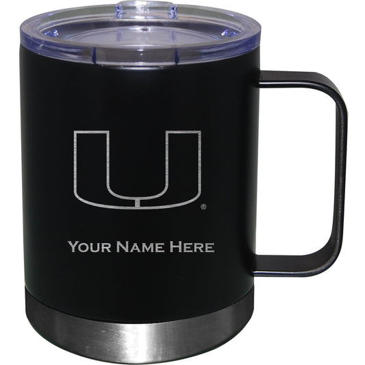 Black Miami Hurricanes 12oz. Personalized Stainless Steel Lowball with Handle