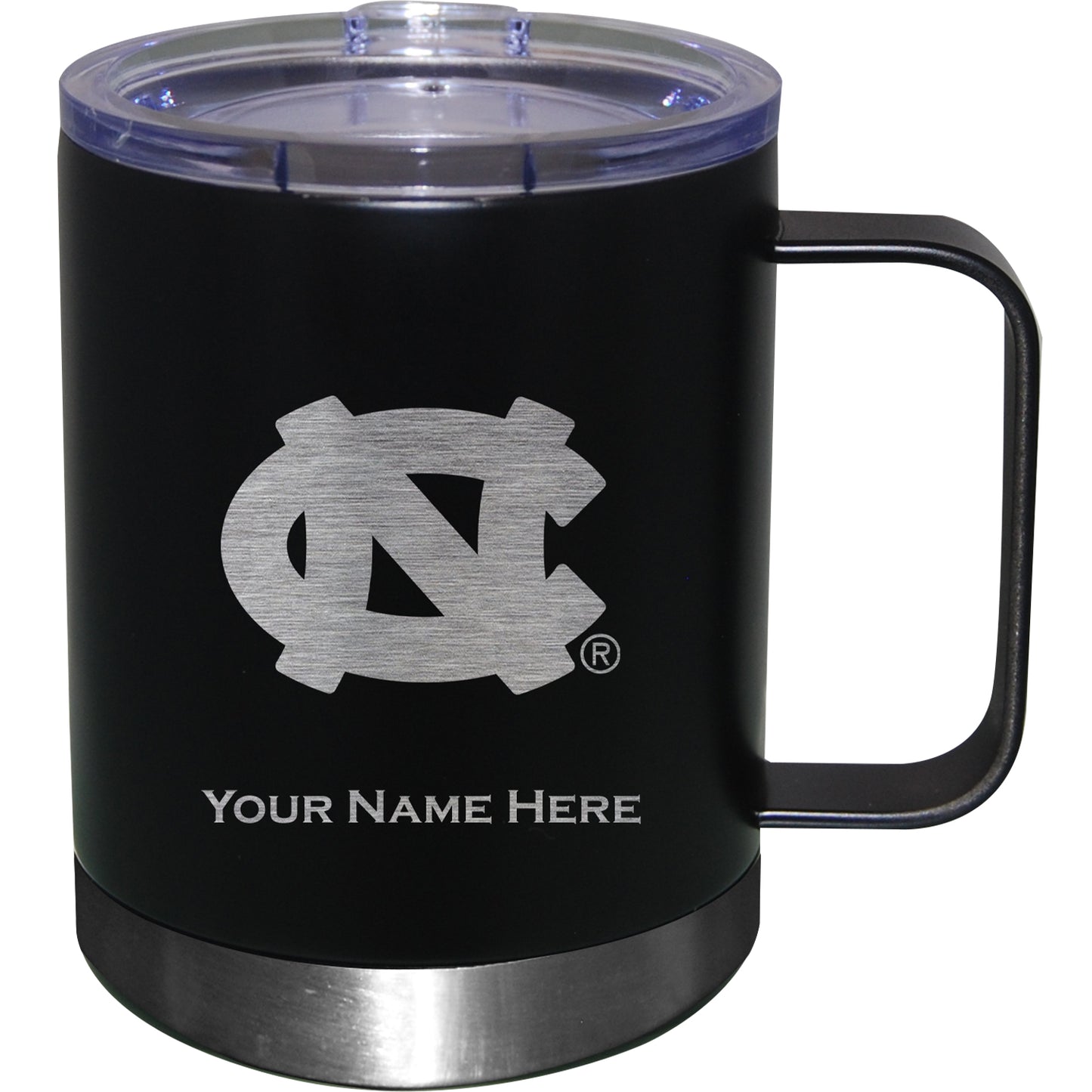 Black North Carolina Tar Heels 12oz. Personalized Stainless Steel Lowball with Handle