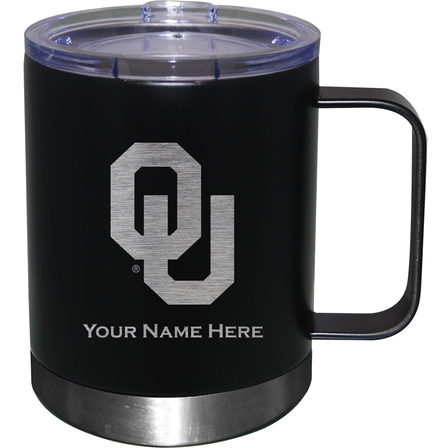 Black Oklahoma Sooners 12oz. Personalized Stainless Steel Lowball with Handle