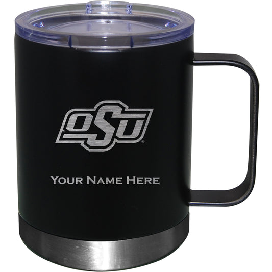 Black Oklahoma State Cowboys 12oz. Personalized Stainless Steel Lowball with Handle