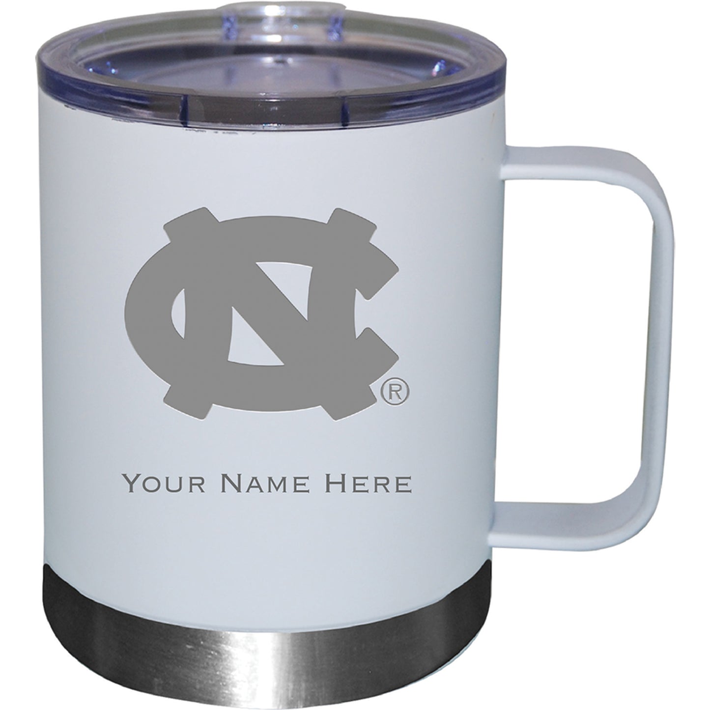 White North Carolina Tar Heels 12oz. Personalized Stainless Steel Lowball with Handle