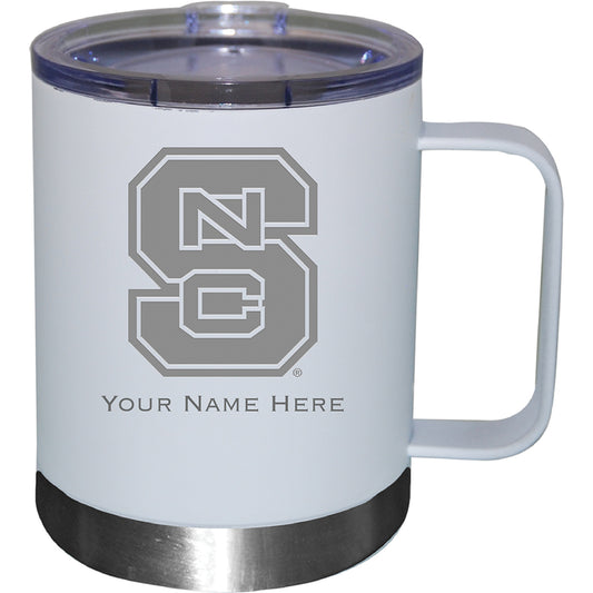 White NC State Wolfpack 12oz. Personalized Stainless Steel Lowball with Handle