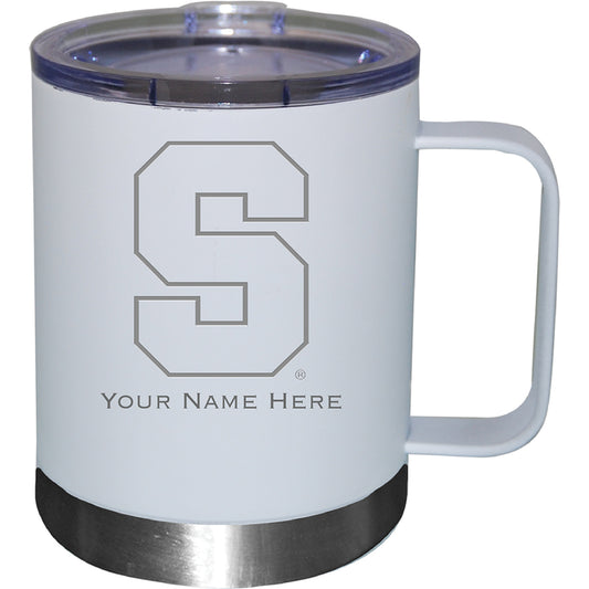 White Syracuse Orange 12oz. Personalized Stainless Steel Lowball with Handle