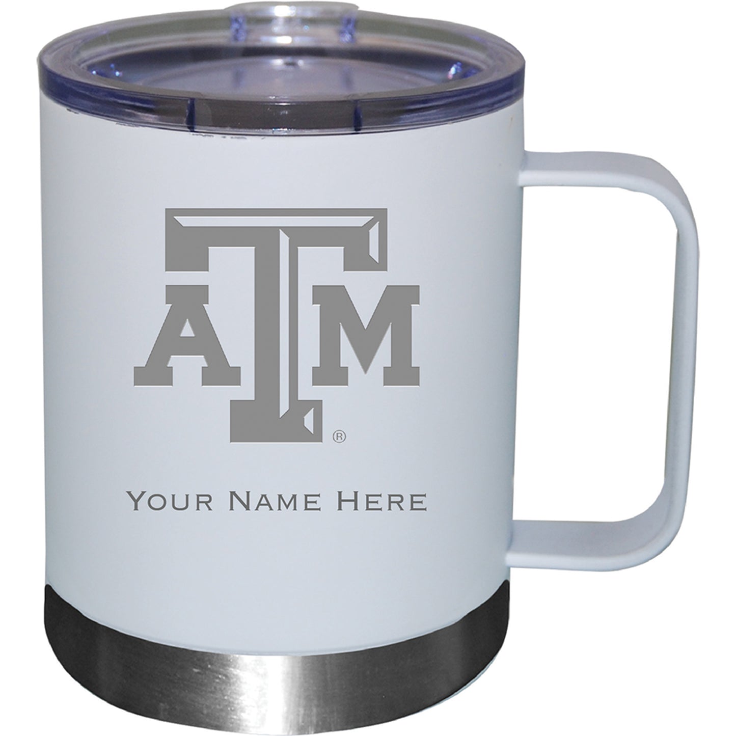 White Texas A&M Aggies 12oz. Personalized Stainless Steel Lowball with Handle