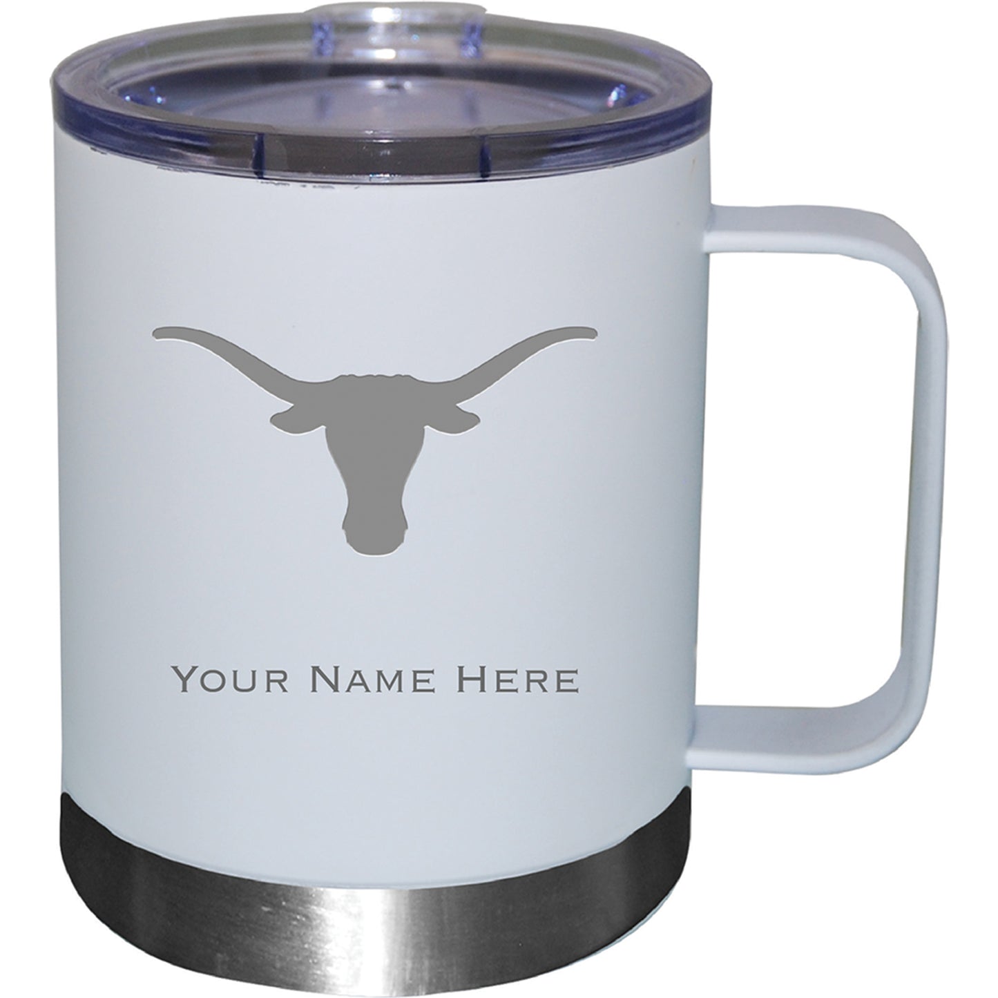 White Texas Longhorns 12oz. Personalized Stainless Steel Lowball with Handle