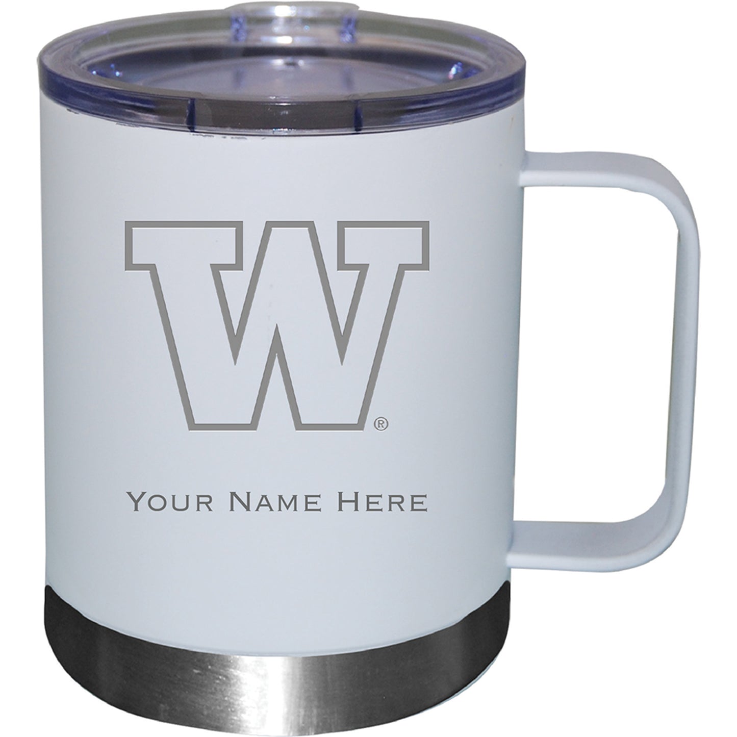 White Washington Huskies 12oz. Personalized Stainless Steel Lowball with Handle