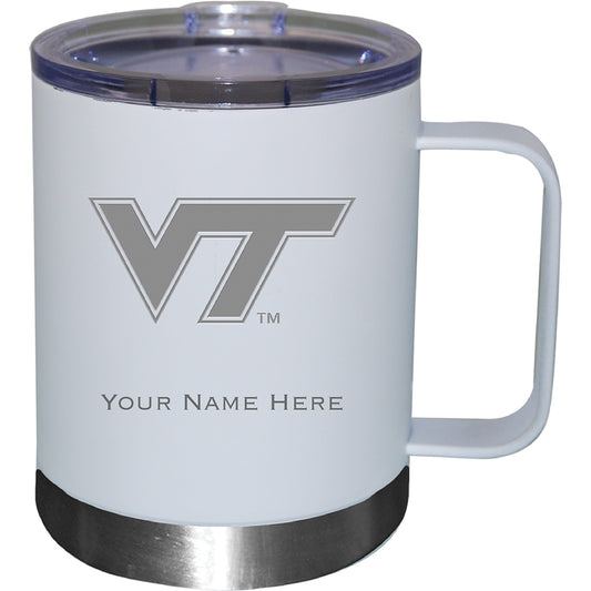 White Virginia Tech Hokies 12oz. Personalized Stainless Steel Lowball with Handle