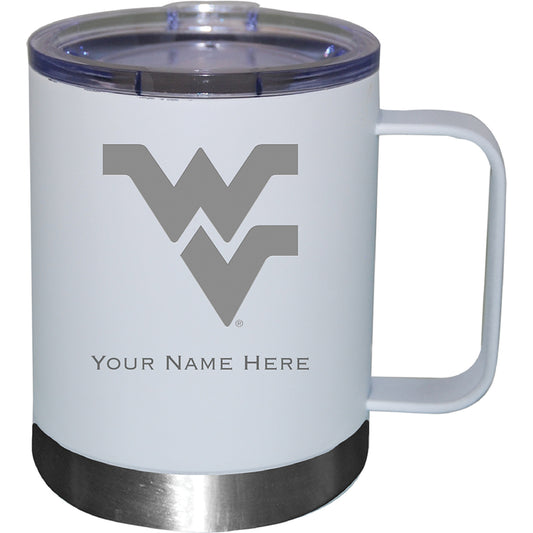 White West Virginia Mountaineers 12oz. Personalized Stainless Steel Lowball with Handle