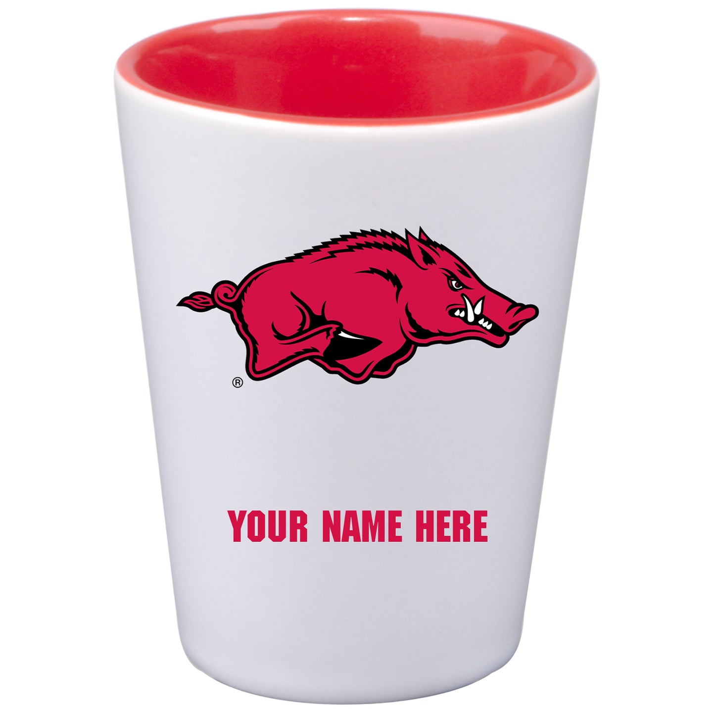 Arkansas Razorbacks 2oz. Personalized Ceramic Shot Glass