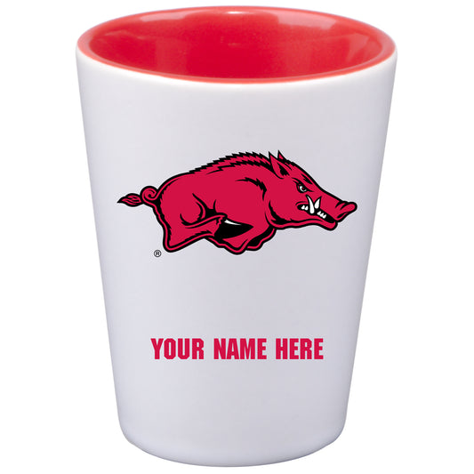 Arkansas Razorbacks 2oz. Personalized Ceramic Shot Glass