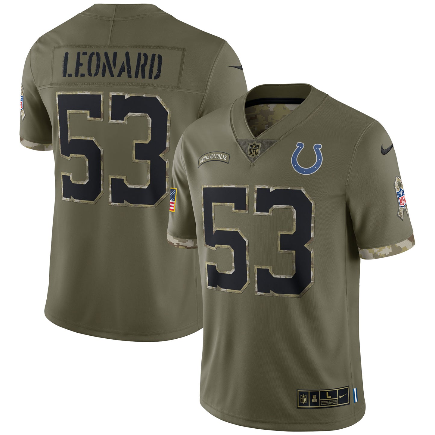 Men's Nike Shaquille Leonard Olive Indianapolis Colts 2022 Salute To Service Limited Jersey