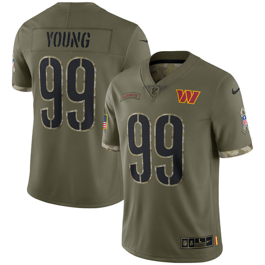 Men's Nike Chase Young Olive Washington Commanders 2022 Salute To Service Limited Jersey