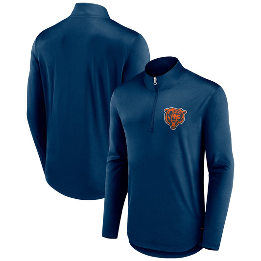 Men's Fanatics Navy Chicago Bears Tough Minded Quarter-Zip Top