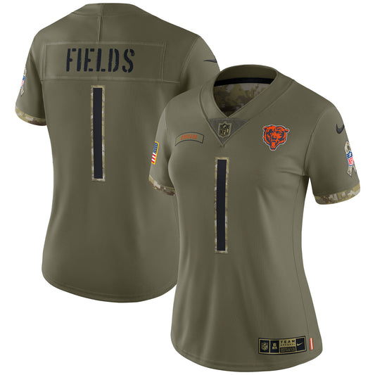 Women's Nike Justin Fields Olive Justin Fields 2022 Salute To Service Limited Jersey