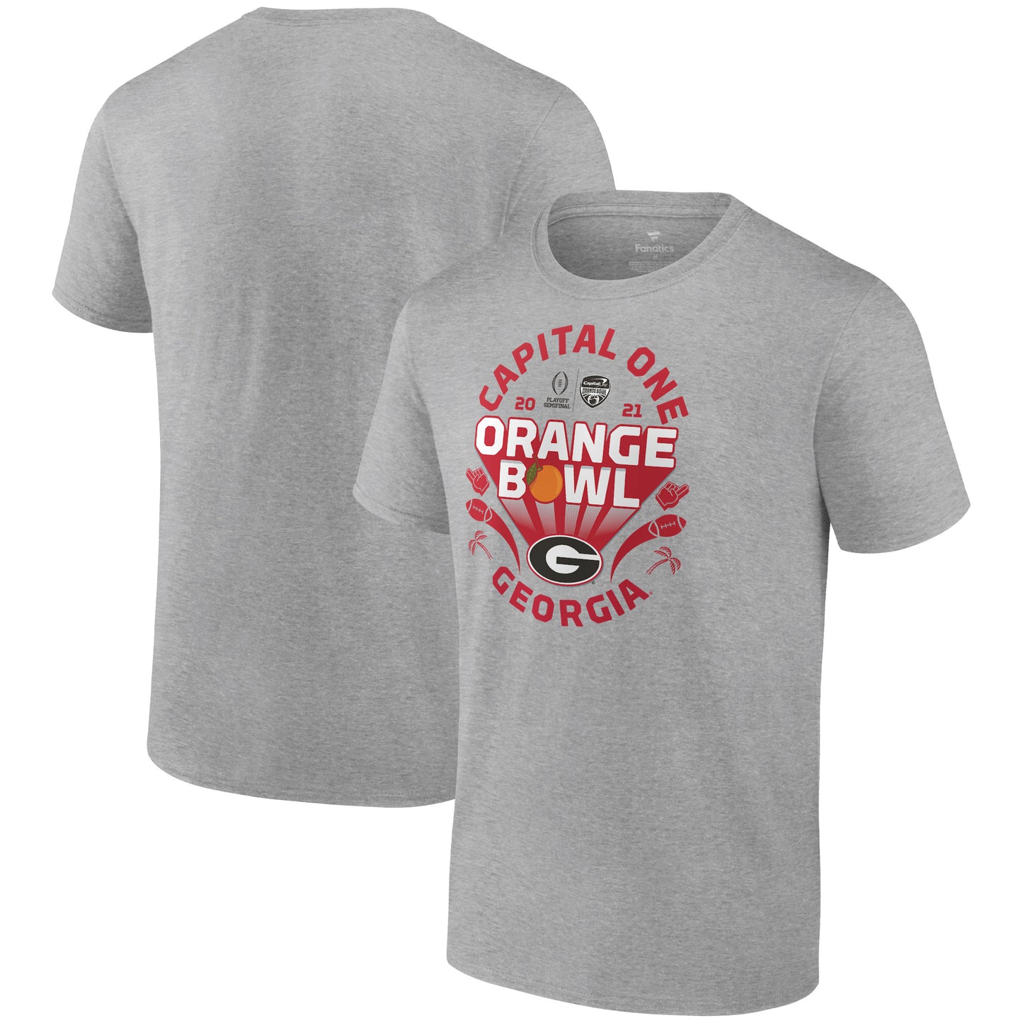 Men's Fanatics Heathered Gray Georgia Bulldogs College Football Playoff 2021 Orange Bowl Bound Whistle T-Shirt